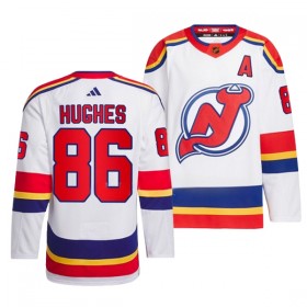 New Jersey Devils Trikot Jack Hughes 86 Adidas 2022-23 Weiss Reverse Retro 2.0 Authentic - Herren